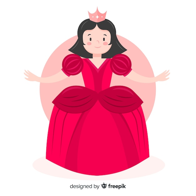 Vetor grátis princesa desenhada de mão com vestido vermelho