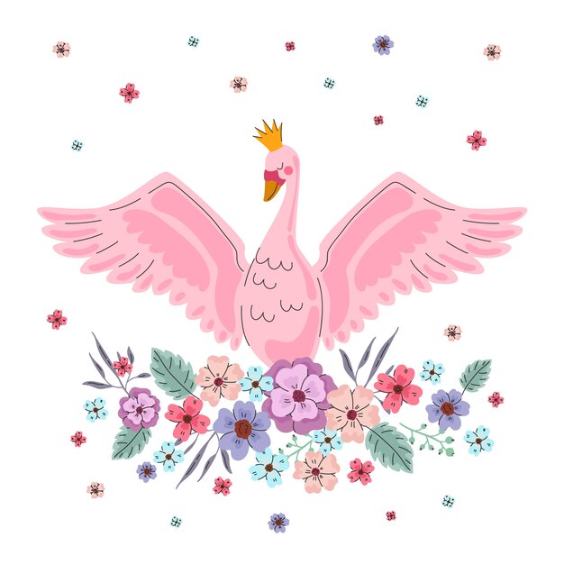 Princesa elegante cisne rosa