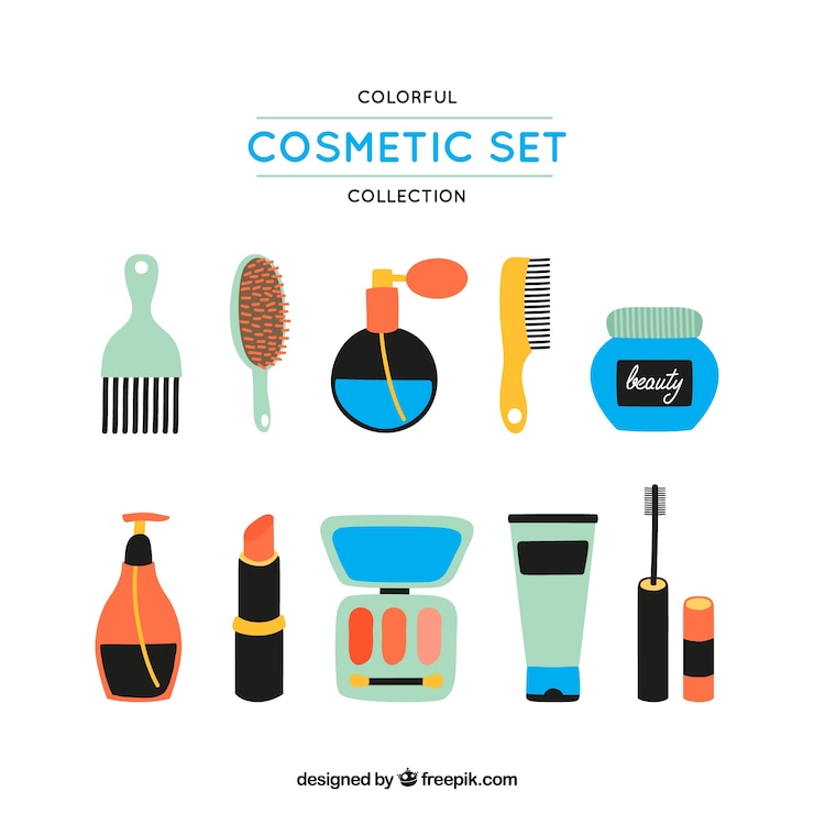 Vetor grátis produtos cosméticos coloridos ajustados
