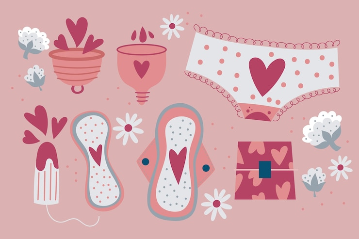 Vetor grátis produtos de higiene feminina