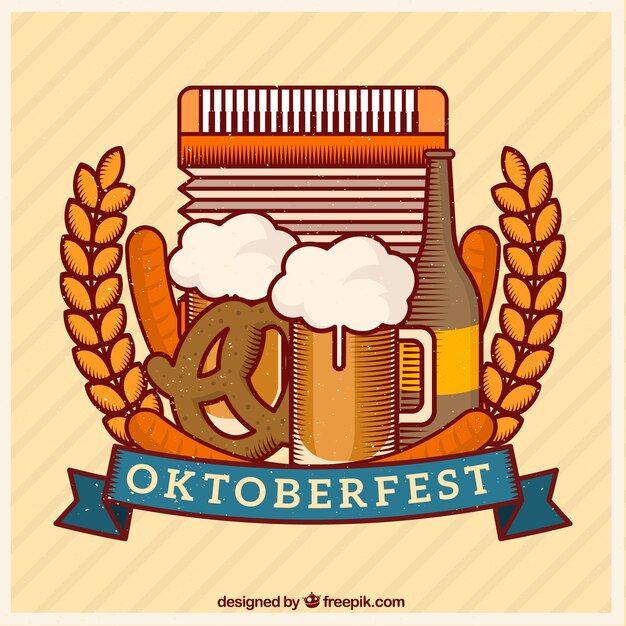 Produtos desenhados a mão mais oktoberfest e acordeão