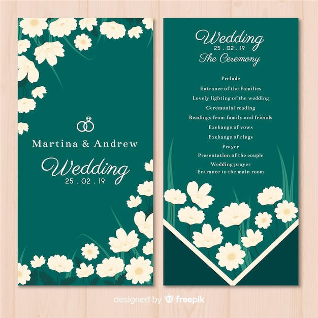 Programa de casamento lindo com design plano