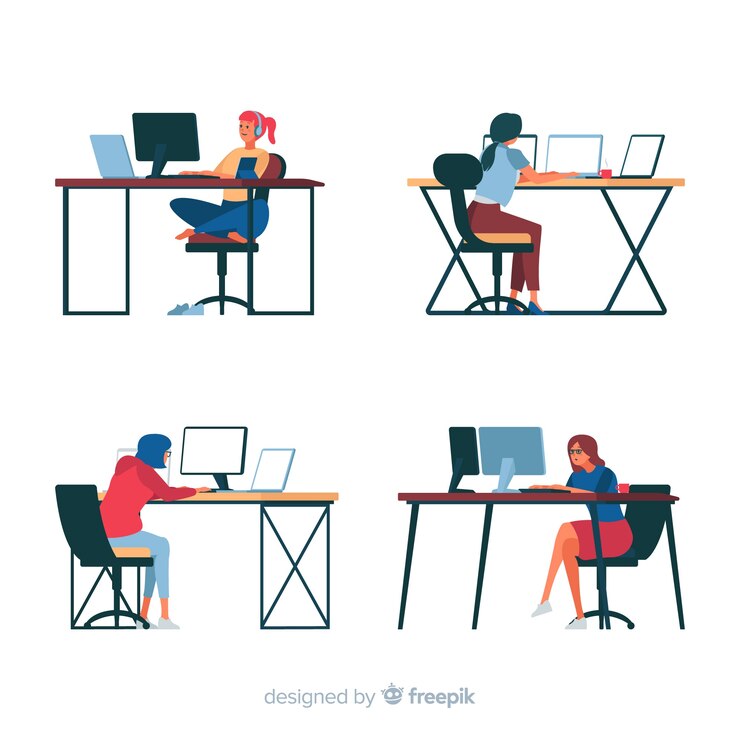Vetor grátis programadores trabalhando na mesa