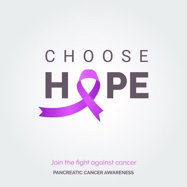 Vetor grátis projetando uma campanha de conscientização sobre o câncer de pâncreas com fundo vetorial de cura