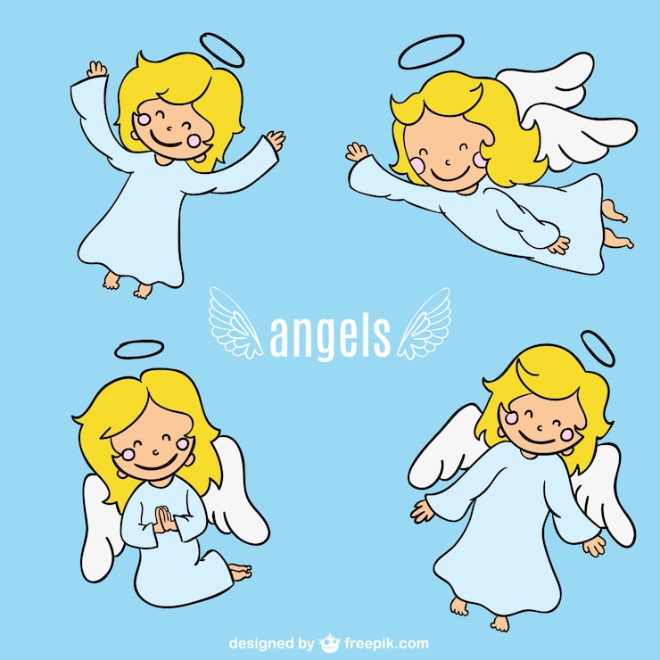 Vetor grátis projeto anjo personagem de desenho animado
