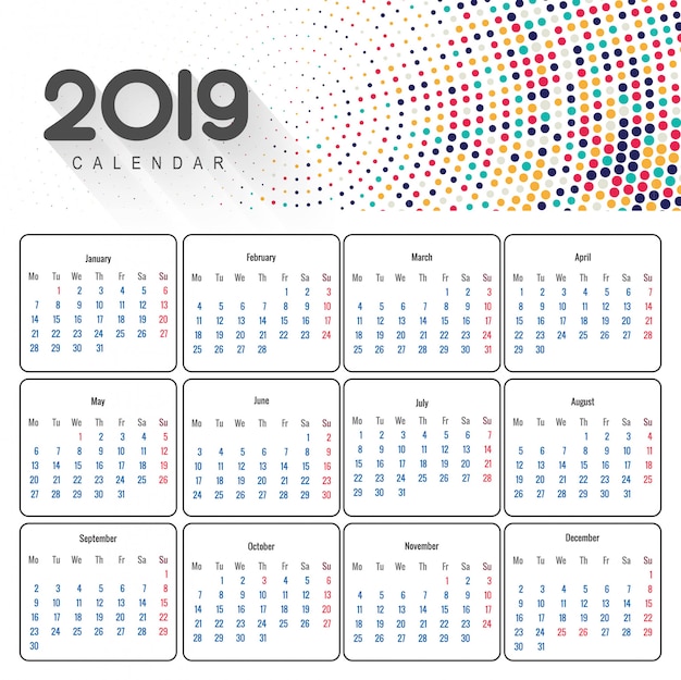 Projeto bonito do calendário de negócios 2019