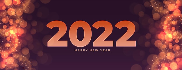 Projeto da bandeira das luzes do bokeh da celebração do ano novo de 2022