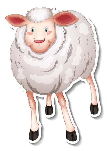 Vetor grátis projeto de adesivo com personagem de desenho animado de ovelha fofa