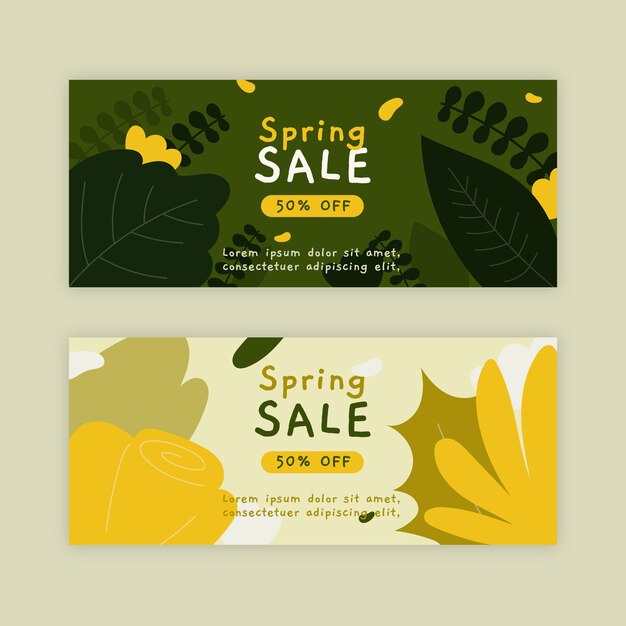 Projeto de coleção de banner de venda primavera