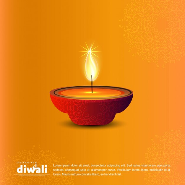 Projeto de Diwali com fundo amarelo e tipografia vector