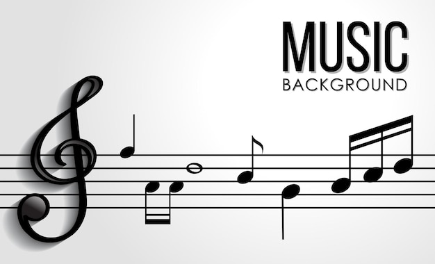 Vetor grátis projeto de fonte para música de palavra com notas musicais em fundo branco