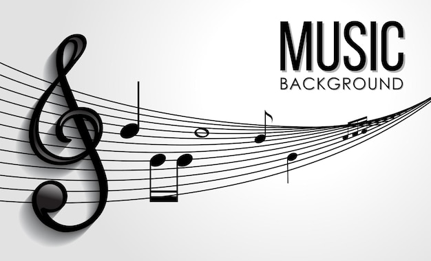 Projeto de fonte para música de palavra com notas musicais em fundo branco