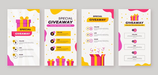 Projeto de histórias do instagram de sorteio de design plano