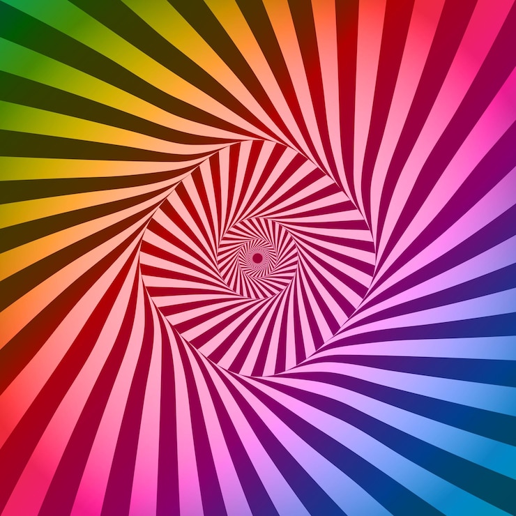 Vetor grátis projeto de ilusão de ótica colorida arco-íris abstrato 1805