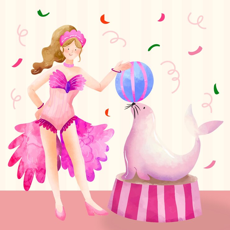 Vetor grátis projeto de ilustração de circo rosa aquarela