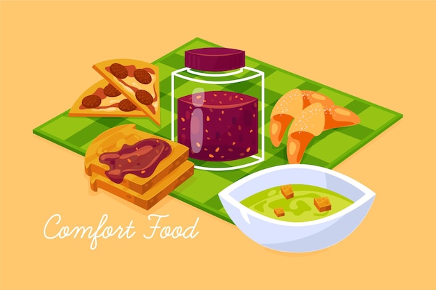 Projeto de ilustração de coleção de comida de conforto