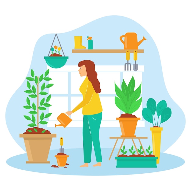 Vetor grátis projeto de ilustração de jardinagem em casa