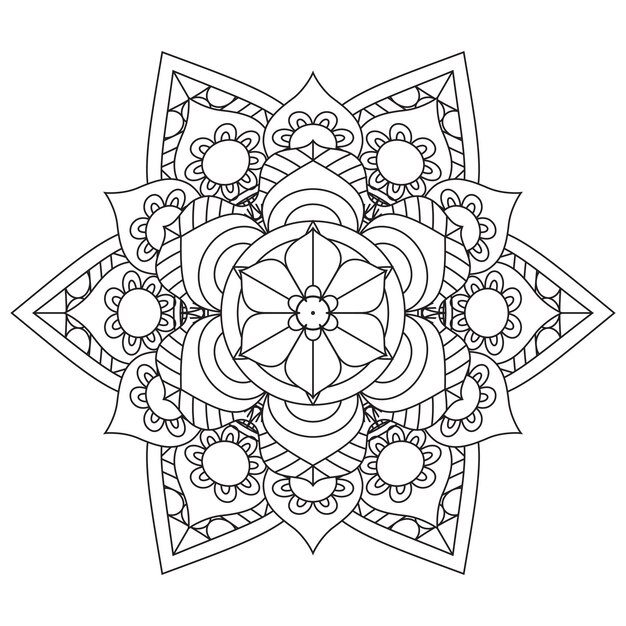 Projeto de mandala de contorno para livro de colorir