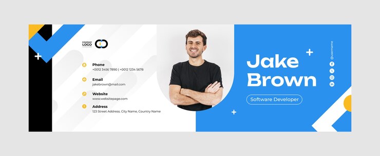 Vetor grátis projeto de modelo de assinatura de e-mail