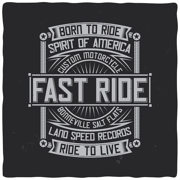 Projeto de rótulo vintage com composição de letras em fundo escuro. Design de t-shirt.