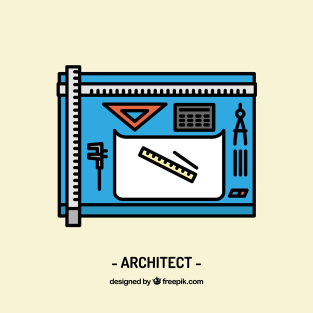 Vetor grátis projeto do arquiteto no local de trabalho