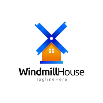 Projeto do logotipo gradiente da casa do moinho de vento