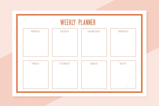 Projeto do modelo de cronograma do planejador semanal