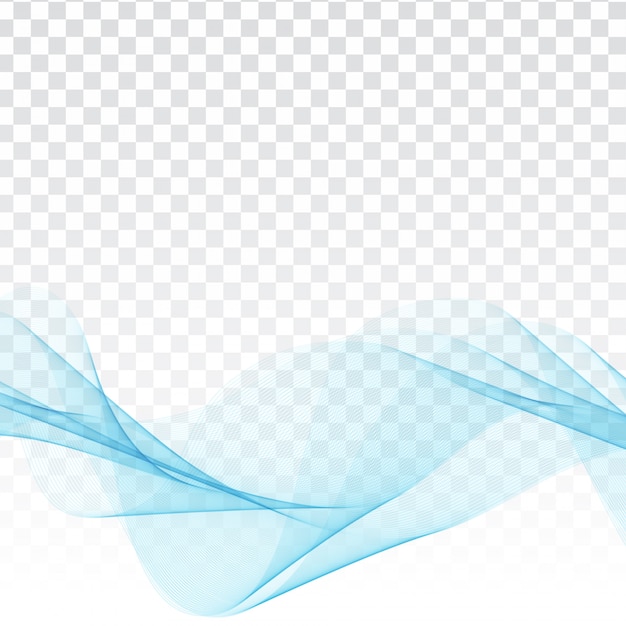 Projeto elegante da onda azul abstrata no fundo transparente