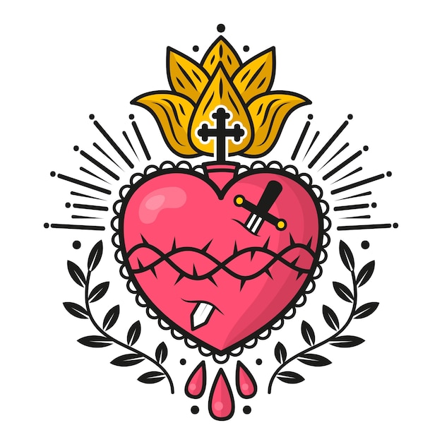Vetor grátis projeto ilustrado do coração sagrado