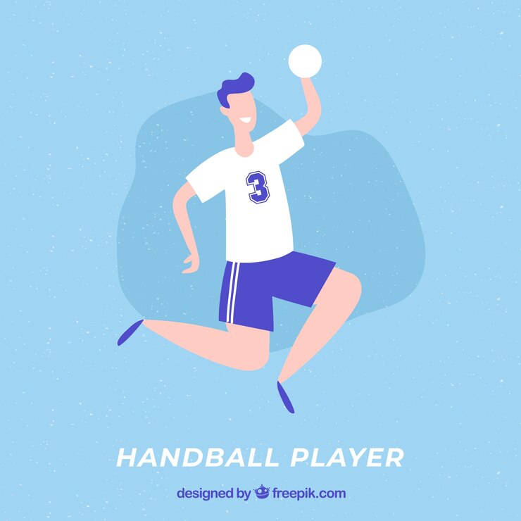 Vetor grátis projeto liso do qith profissional do jogador do handball