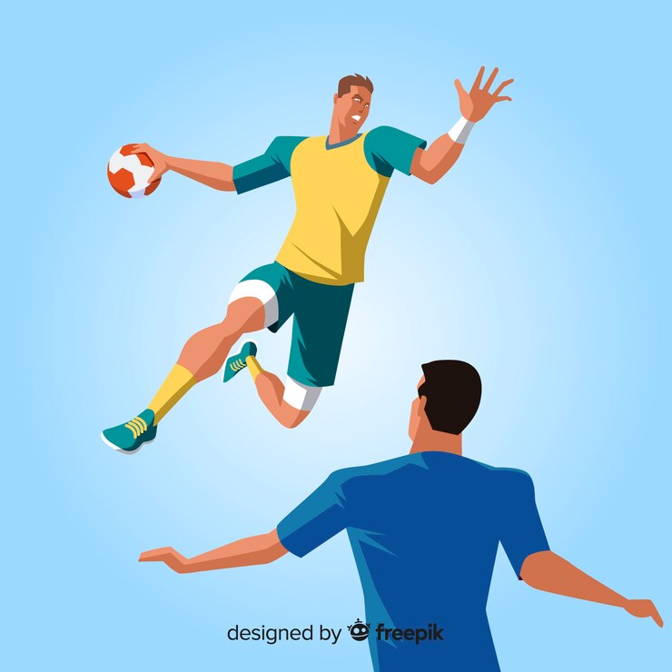 Vetor grátis projeto liso do qith profissional do jogador do handball