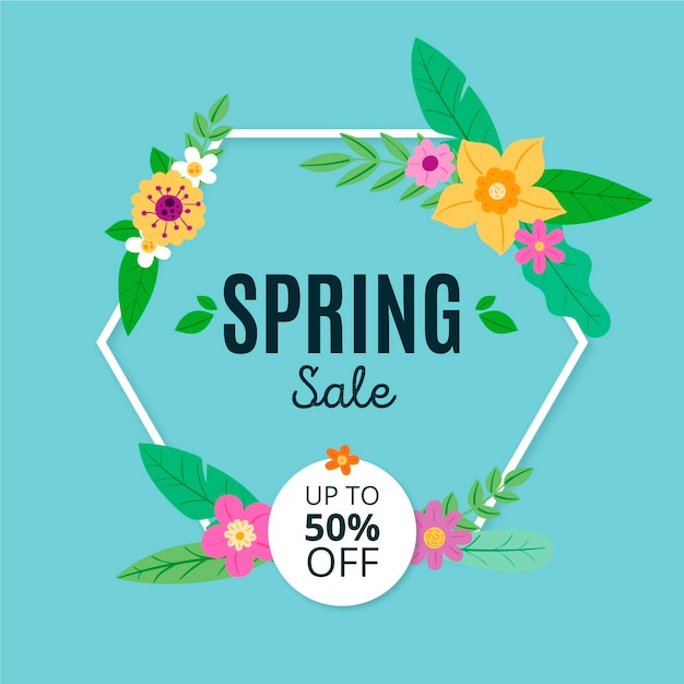 Promoção de venda de primavera desenhada à mão