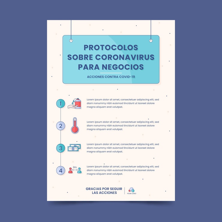 Vetor grátis protocolos de coronavírus para pôster comercial