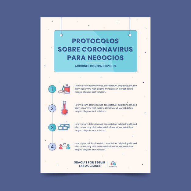 Protocolos de coronavírus para pôster comercial