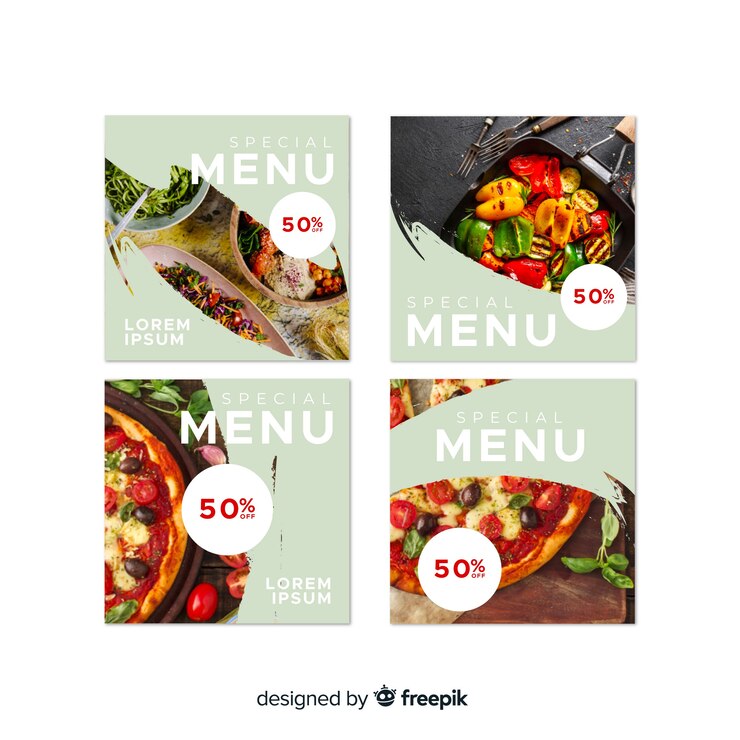 Vetor grátis publicações de fotos culinárias do instagram