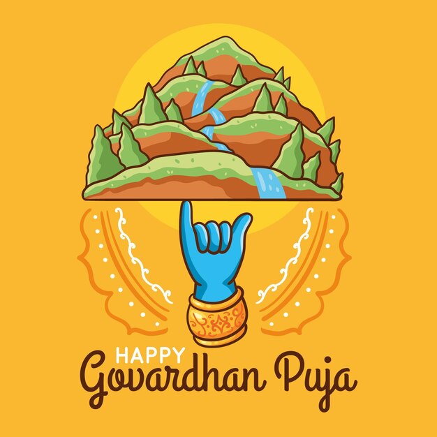 Puja govardhan desenhada à mão