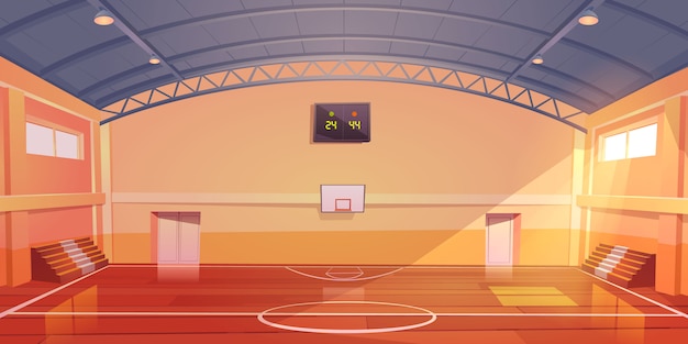Vetor grátis quadra de basquete vazio interior, estádio indoor