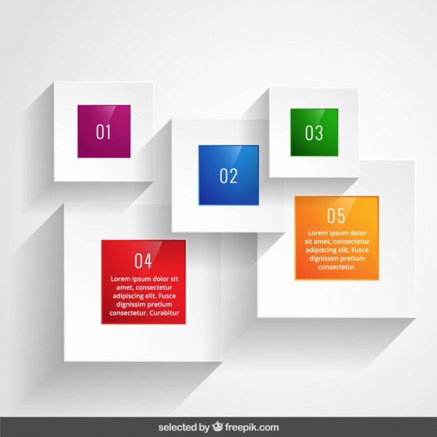 Quadrados coloridos infográfico