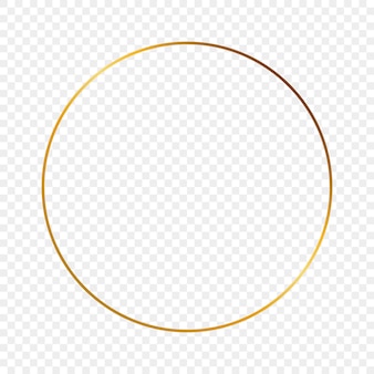 Quadro de círculo brilhante ouro isolado em fundo transparente. moldura brilhante com efeitos brilhantes. ilustração vetorial