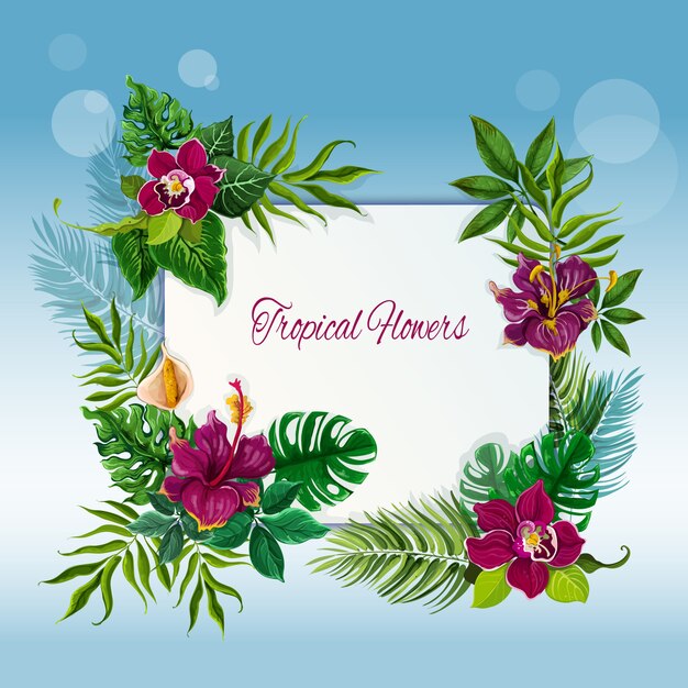 Quadro de flores e folhas tropicais