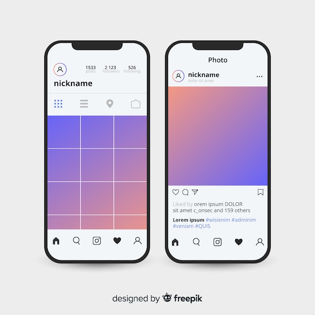 Quadro de foto realista do Instagram no smartphone