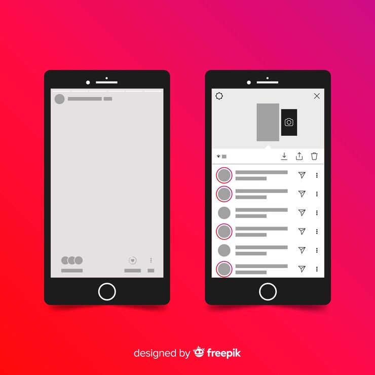 Vetor grátis quadro de foto realista do instagram no smartphone