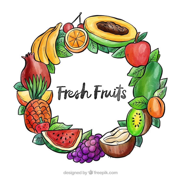 Vetor grátis quadro de frutas em aquarela