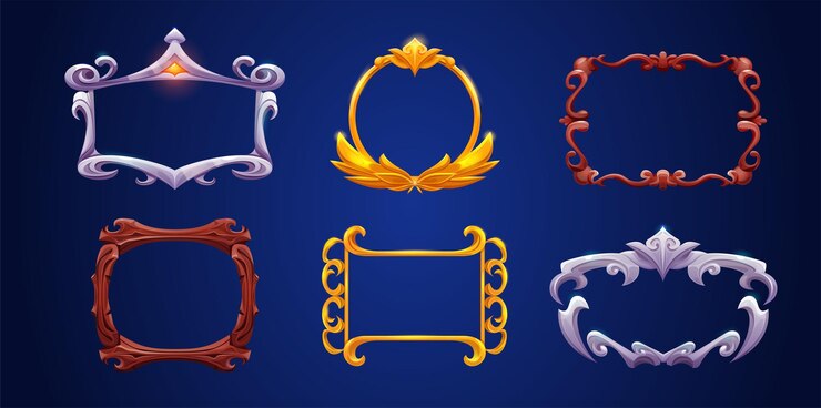 Vetor grátis quadro de interface do usuário do jogo de fantasia para avatar ou banner de menu