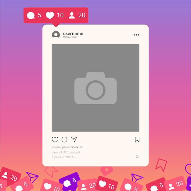 Quadro de postagem no instagram de mídia social