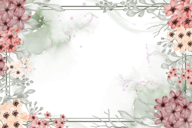 Vetor grátis quadro floral aquarela de fundo de flor pequena com espaço em branco