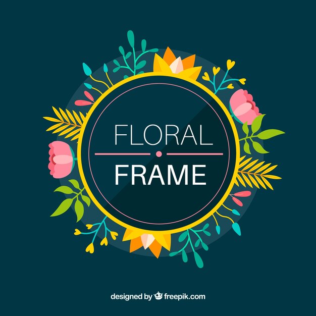 Quadro floral colorido com design plano