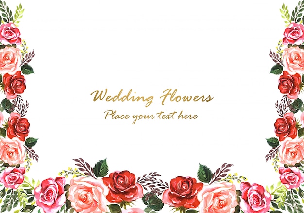 Vetor grátis quadro floral decorativo de aniversário de casamento lindo