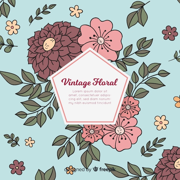 Vetor grátis quadro floral elegante com estilo vintage