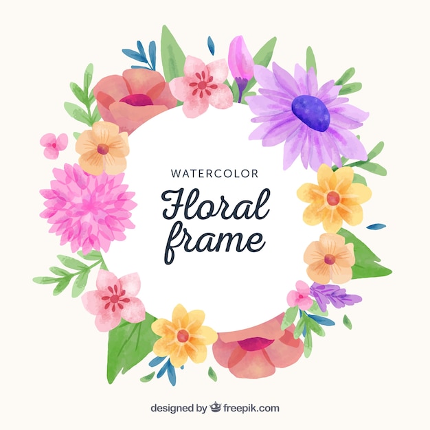 Vetor grátis quadro floral em estilo aquarela